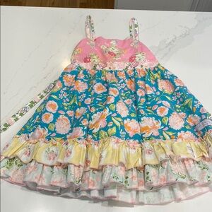 Floral Multicolor Dress with Ruffle Hem